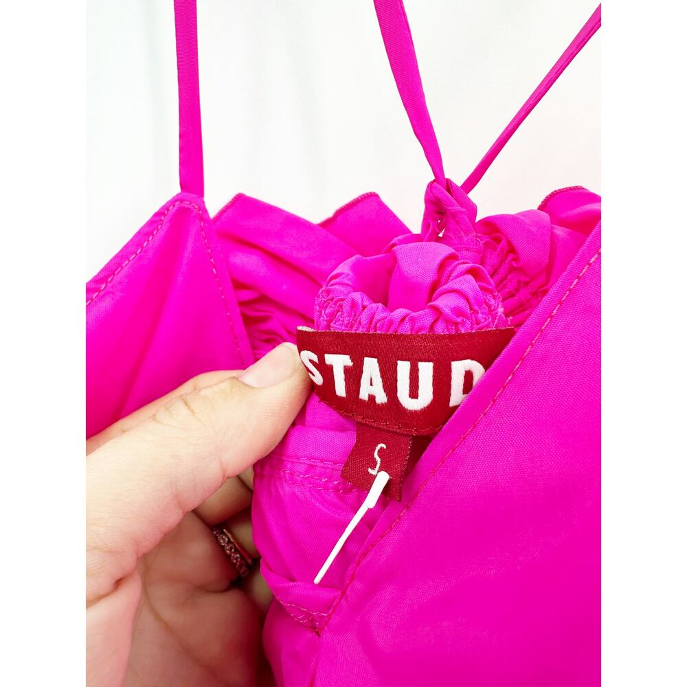 STAUD‎ Rylie Tiered Ruffle Dress Hot Pink Tiered Size S - Picture 5 of 5